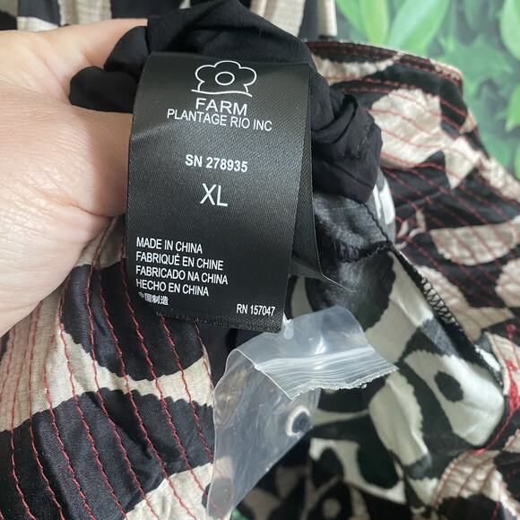 nwt FARM RIO for ANTHROPOLOGIE sz XL Geo Toucan Dress black Off white - Picture 10 of 16